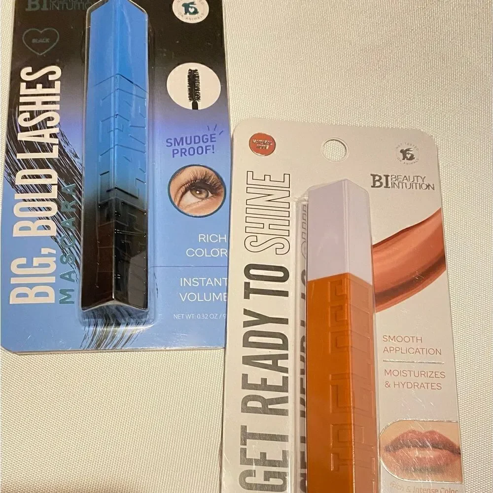 🛍️2 Beauty Intuition Natural Nude Lip Gloss 💄 & Big Bold Lashes Mascara 💥